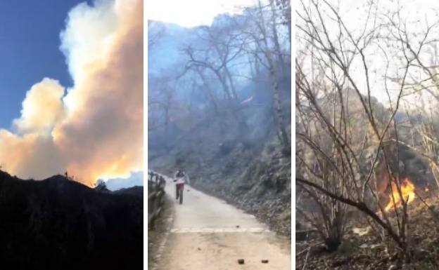 Los incendios en Asturias llegan a las cercanías de la Ruta del Alba