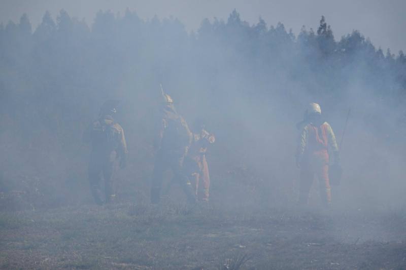 Un helicóptero del SEPA localizó a un incendiario quemando varios puntos del monte del concejo.