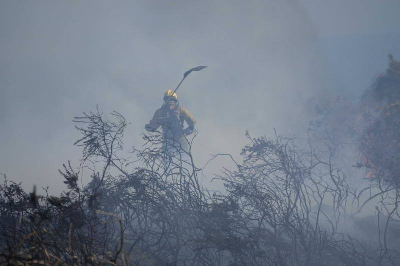 Un helicóptero del SEPA localizó a un incendiario quemando varios puntos del monte del concejo.