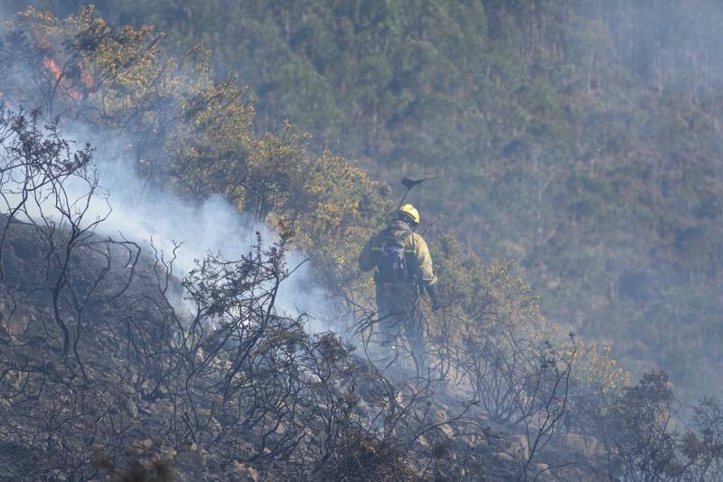 Un helicóptero del SEPA localizó a un incendiario quemando varios puntos del monte del concejo.