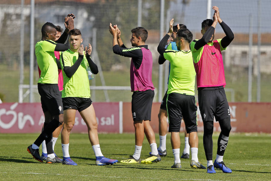 Los rojiblancos apuran la preparación horas antes del esperado derbi ante el Real Oviedo