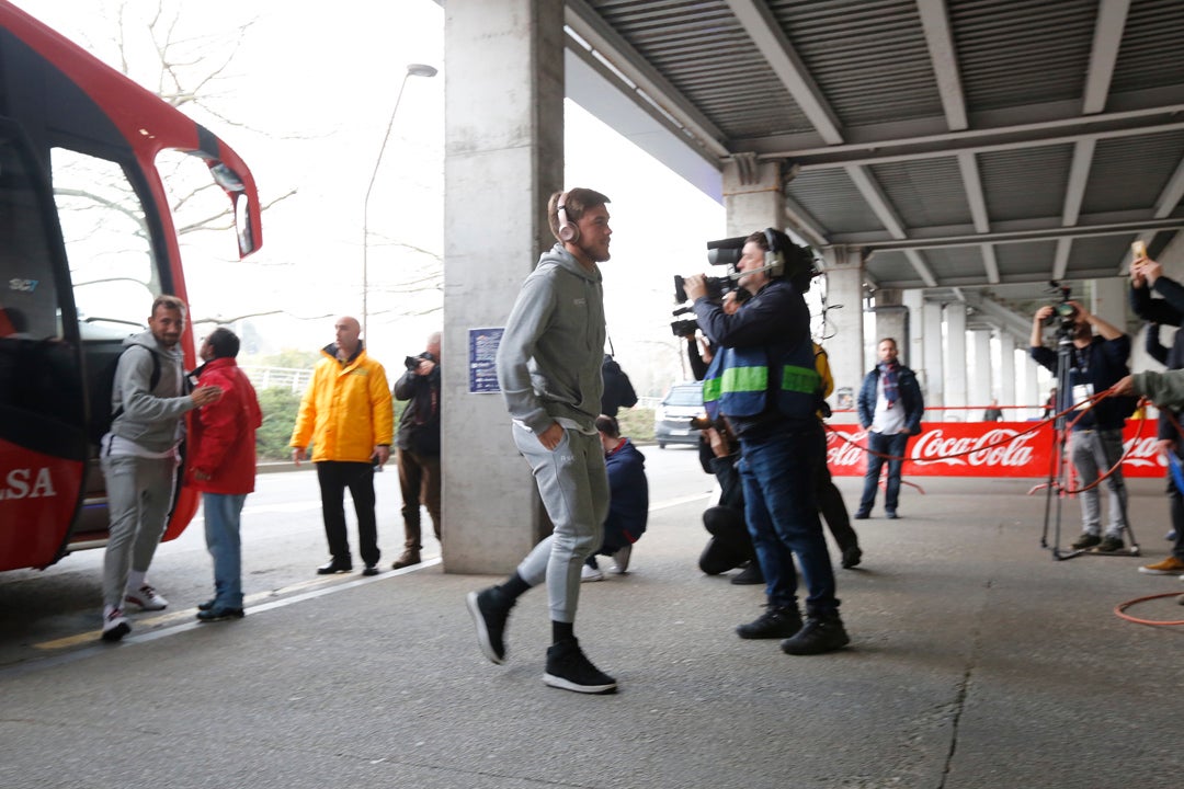 Los sportinguistas, animados antes del partido más esperado.