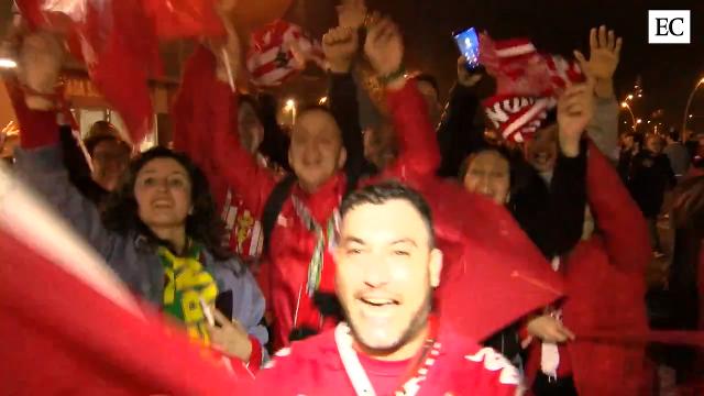 Vídeo: Euforia en los aficionados del Sporting tras la victoria frente al Real Oviedo en el derbi asturiano