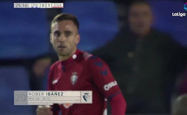 Rober Ibáñez, de Osasuna, autor del mejor gol de la jornada. 