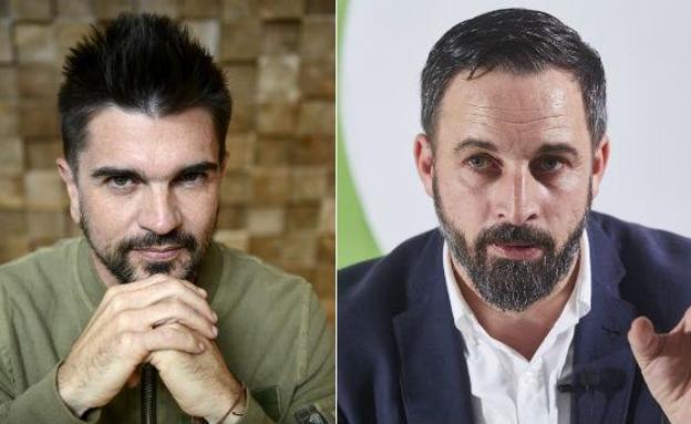 El cantante Juanes y el líder de Vox, Santiago Abascal. 