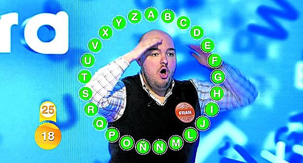 El asturiano Fran González, en enero, cuando acertó 'El Rosco' de 'Pasapalabra' y se llevó el bote con más de 1,5 millones de euros. 