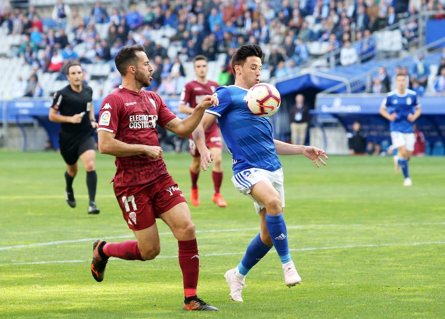 El equipo azul empató en el Carlos Tartiere y dejó escapa tres puntos que le mantienen noveno en la clasificación de Segunda División