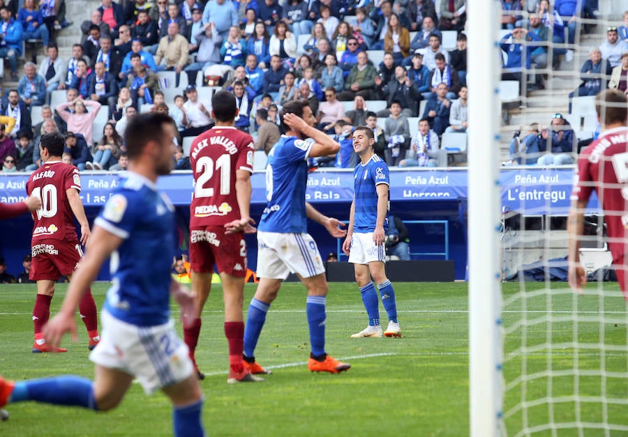 El equipo azul empató en el Carlos Tartiere y dejó escapa tres puntos que le mantienen noveno en la clasificación de Segunda División