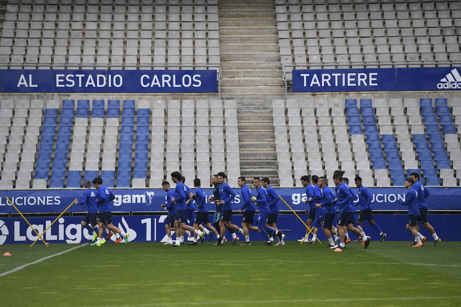 El Oviedo se entrena a puerta cerrada pensando en el Almería