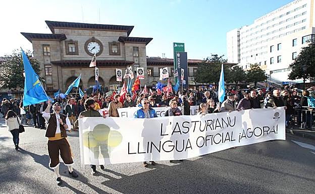 Una marcha reclama en Oviedo la oficialidad del asturiano «de una vez»