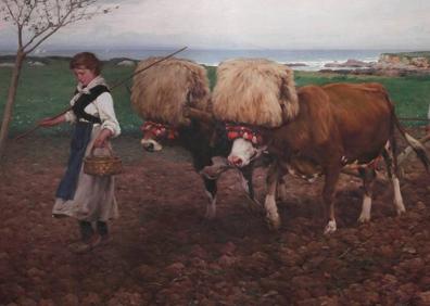 Imagen secundaria 1 - 1. 'Santa Catalina de Alejandría', óleo de Tiziano de 1560 en depósito en el Museo de Bellas Artes. | 2. 'Asturias o arando la tierra', obra del asturiano Ventura Álvarez Sala del año 1910, que se halla en Oviedo en el Bellas Artes. | 3. 'Cristo presentado al pueblo', obra anónima del siglo XVII que es la única del Prado en depósito en la Universidad de Oviedo.