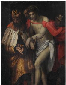 Imagen secundaria 2 - 1. 'Santa Catalina de Alejandría', óleo de Tiziano de 1560 en depósito en el Museo de Bellas Artes. | 2. 'Asturias o arando la tierra', obra del asturiano Ventura Álvarez Sala del año 1910, que se halla en Oviedo en el Bellas Artes. | 3. 'Cristo presentado al pueblo', obra anónima del siglo XVII que es la única del Prado en depósito en la Universidad de Oviedo.