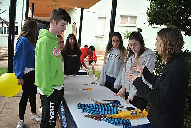 Los alumnos, en un taller de reciclaje de prendas de ropa.