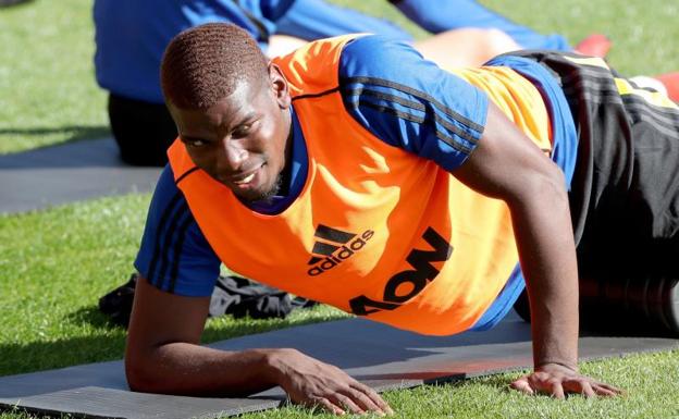 Paul Pogba, durante un entrenamiento de esta pretemporada con el Manchester United. 