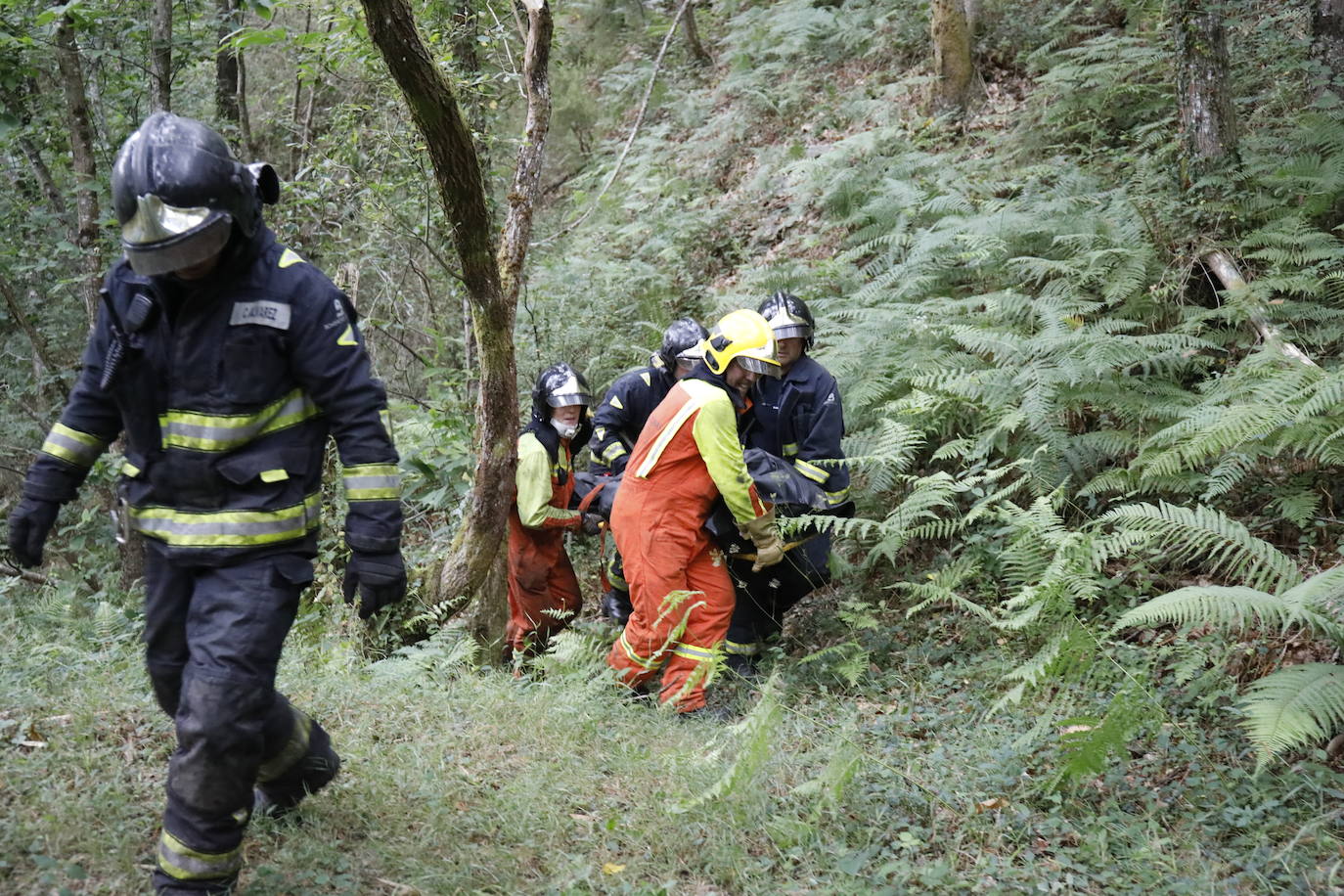 Fallece un vecino de Luarca que transportaba material para arreglar una carretera tras precipitarse con su camión por un desnivel de 25 metros en Villayón. Su camión comenzó a arder, provocando un pequeño incendio forestal.