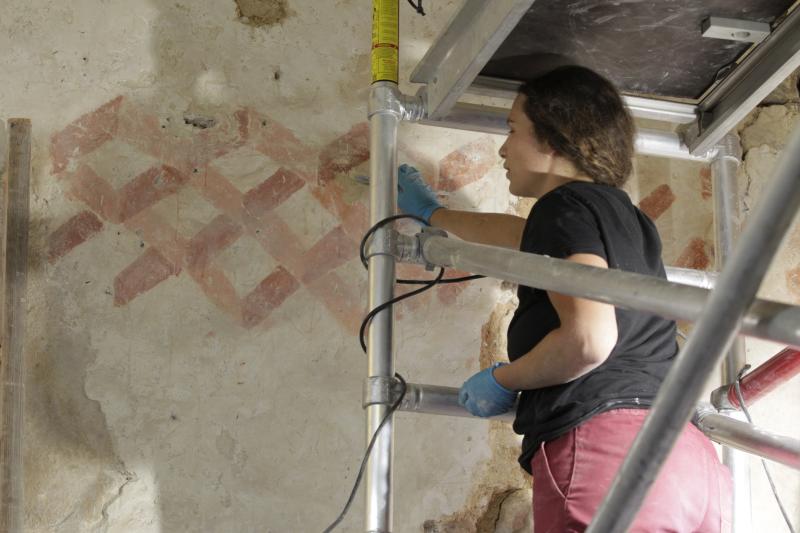 Los trabajos de restauranción de San Miguel de Lillo han sacado a la luz una serie de pinturas del siglo IX que permanecían ocultas. Se trata de decoraciones geométricas que destacan por una sencilla paleta de color, pero que tiene una gran viveza y que destacan por su factura técnica. En el ábside, se ha conseguido recuperar una escena tardomedieval que cuenta con los escudos de las familias Álvarez y Solís.