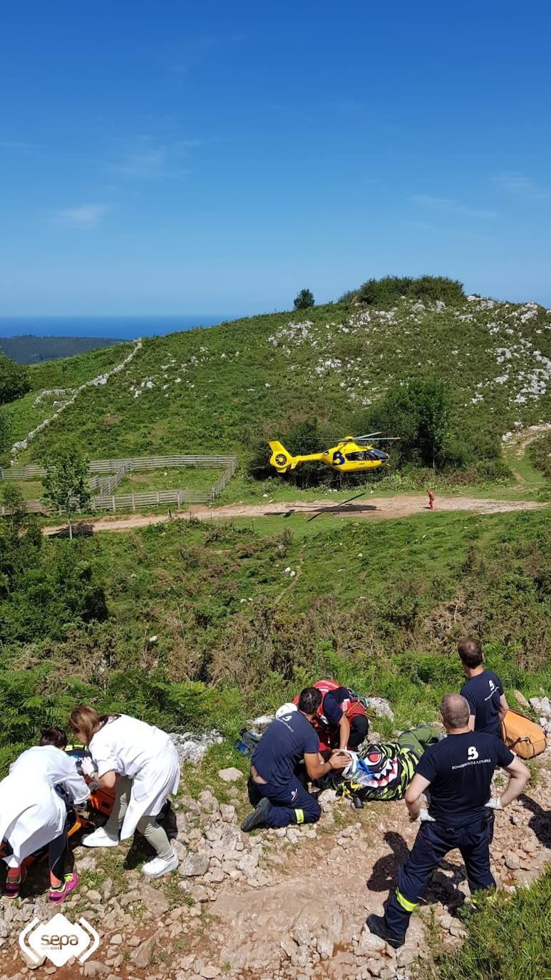 Un hombre de 39 años ha resultado herido al volcar con el quad que conducía subiendo al pico El Paisanu desde la localidad de Noriega, en Ribadedeva. Fue trasladado al Hospital de Arriondas con policontusiones y fuerte golpe lumbar de pronóstico reservado.