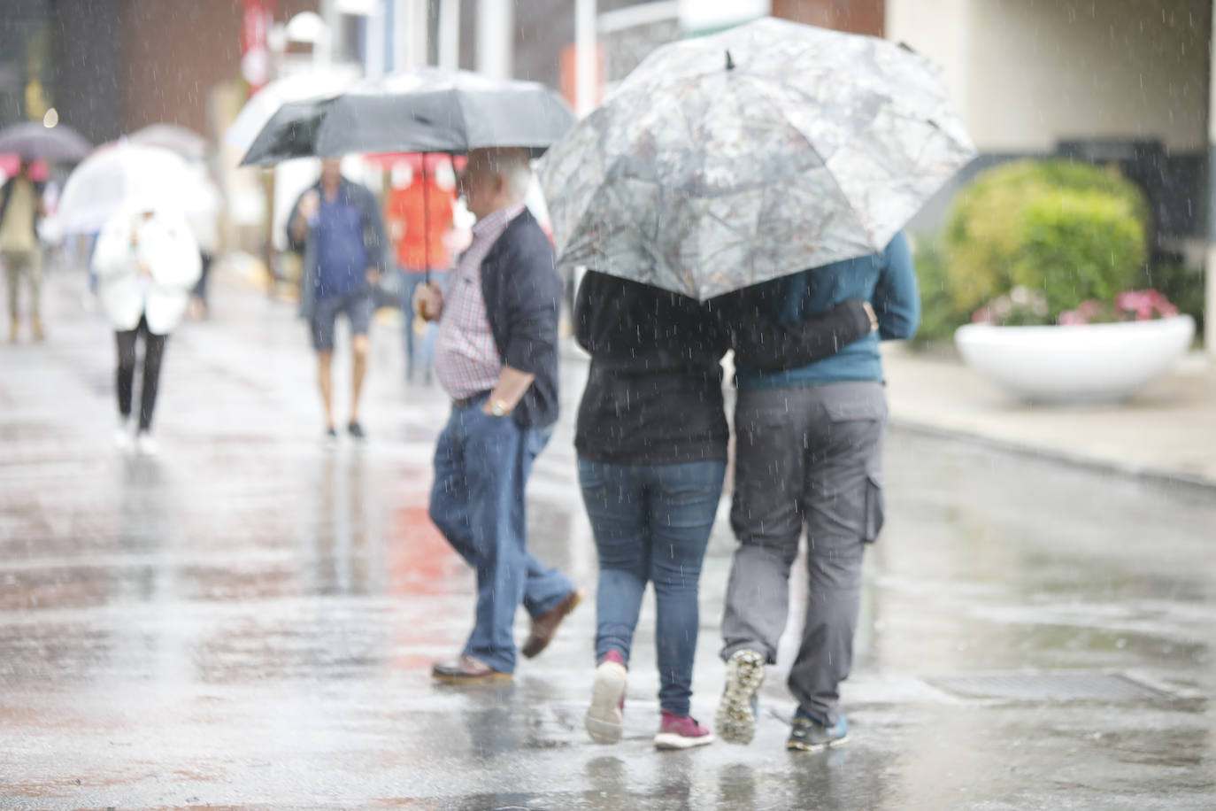 Los paraguas son los protagonistas en el útimo día de la Feria de Muestras de Asturias (Fidma).