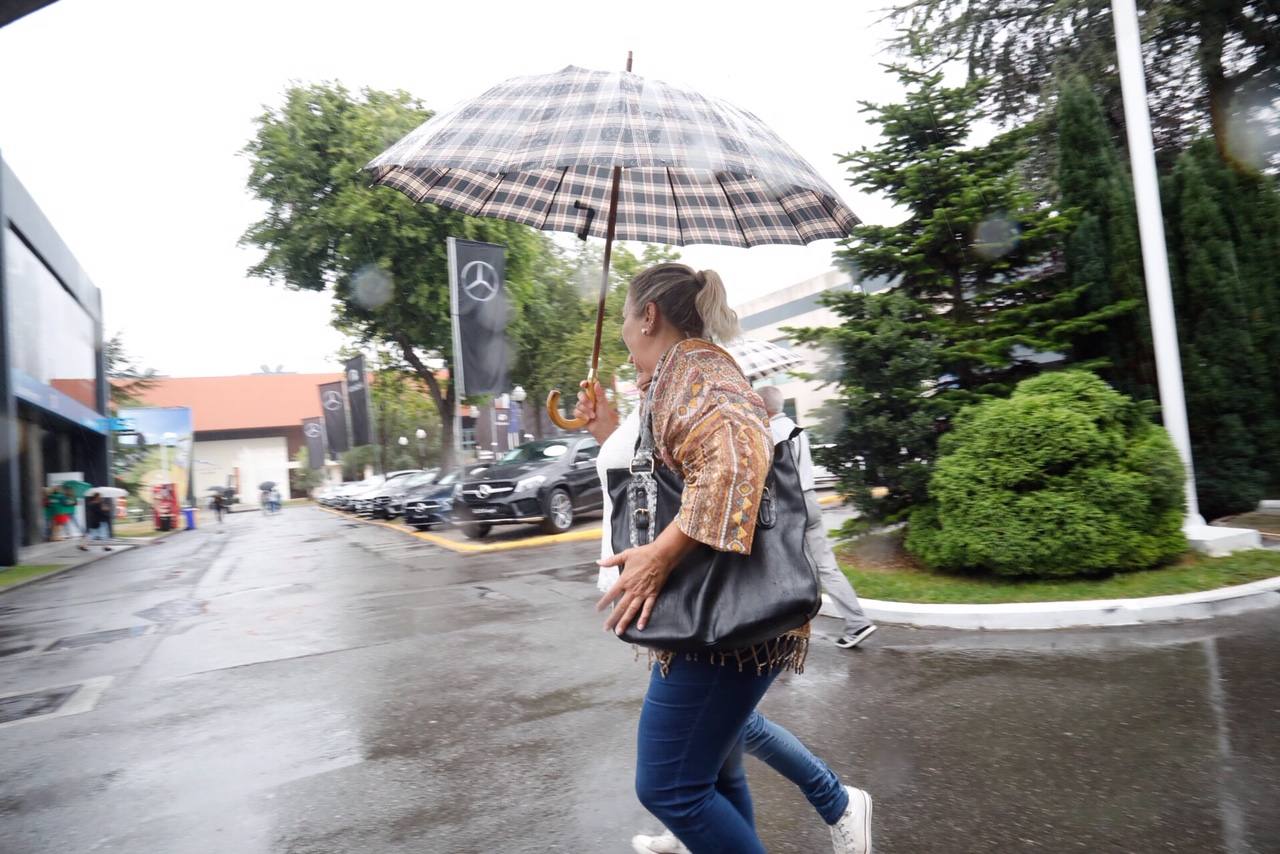 Los paraguas son los protagonistas en el útimo día de la Feria de Muestras de Asturias (Fidma).