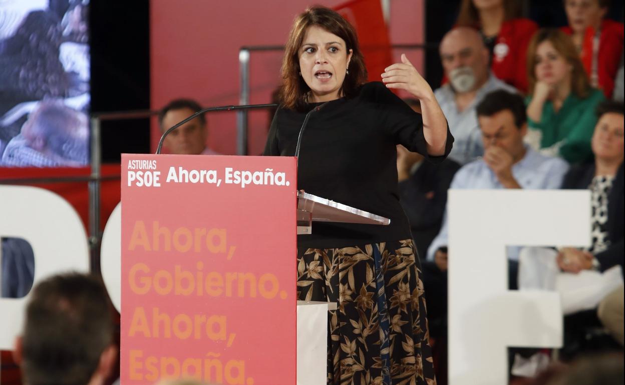 Adriana Lastra, el viernes, en un mitin del PSOE en Oviedo. 