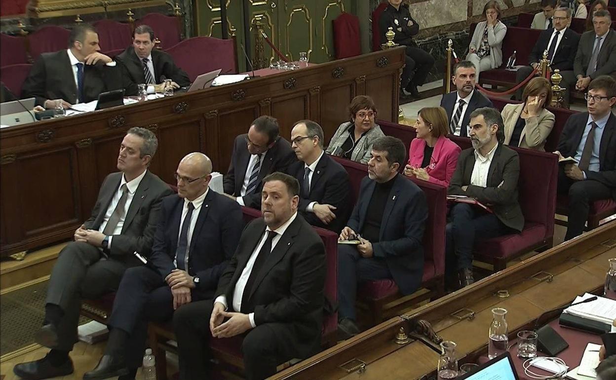 Los procesados en el juicio del 'procés', durante una de las sesiones en el Tribunal Supremo