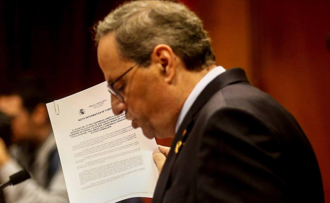 Quim Torra, durante el pleno.