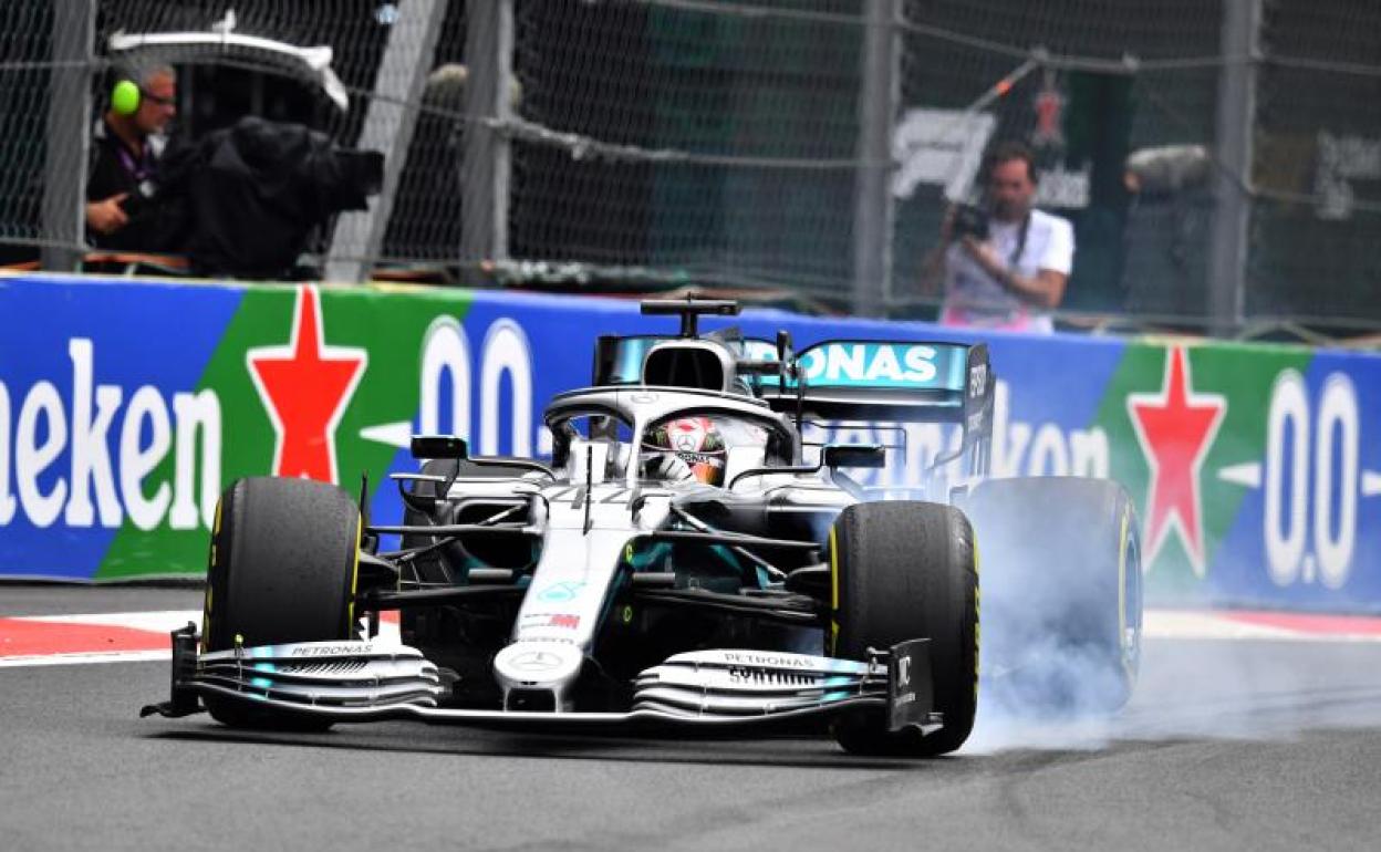 El británico lewis Hamilton (Mercedes), durante el Gran Premio de México. 