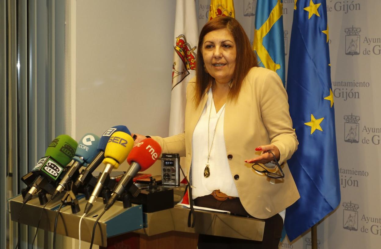 Marina Pineda, durante la rueda de prensa de presentación de los presupuestos. 