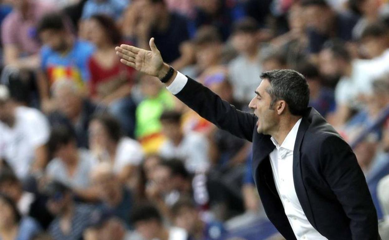 Ernesto Valverde, durante el partido ante el Levante. 