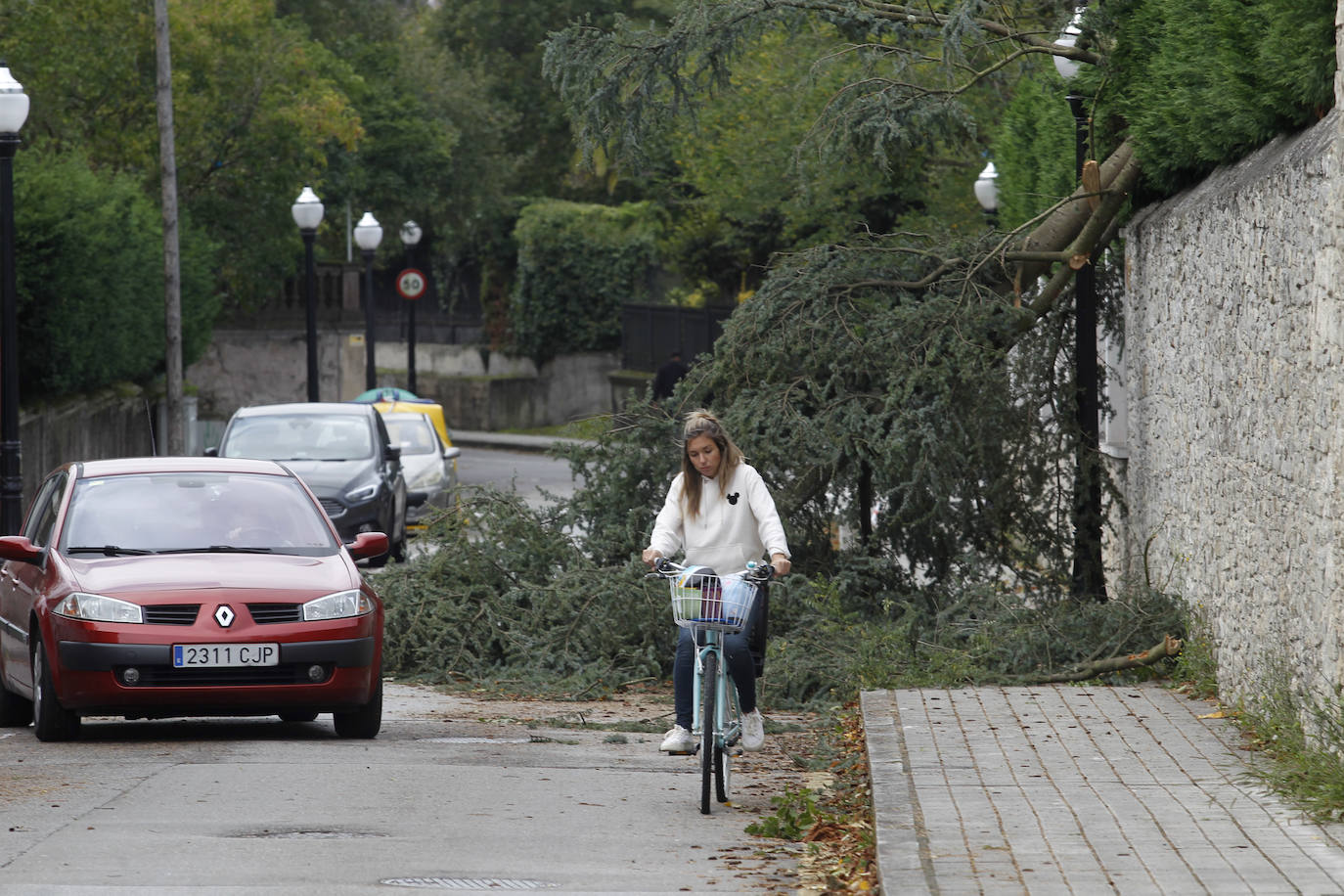 La borrasca 'Amelie' que azota la cornisa Cantábrica ha dejado rachas de hasta 130 kilómetros por hora en Asturias, lo que ha provocado numerosos incidentes en la región, sobre todo, árboles caídos.