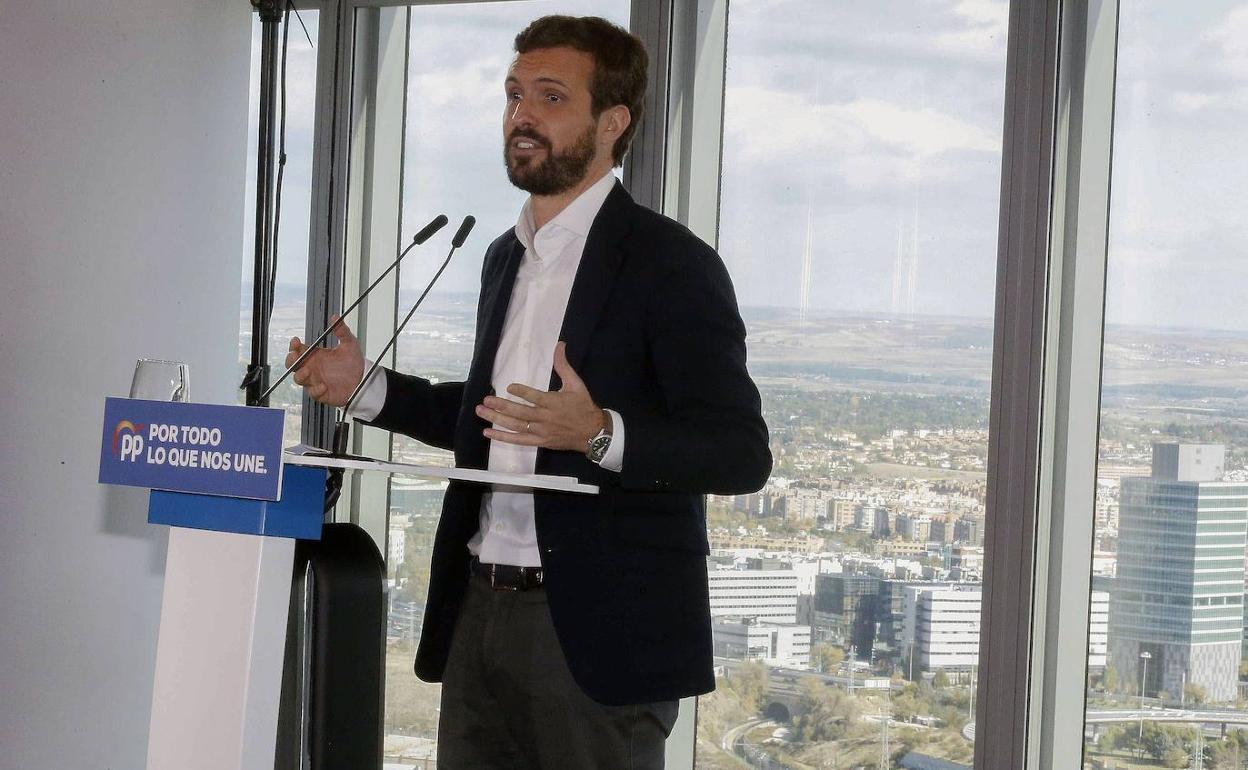 Casado interviene en la tercera jornada de campaña en Madrid. 