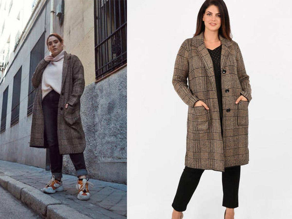 La influencer Ana Pizarro ha preferido un modelo de abrigo de cuadros mucho más clásico y en color marrón que pertenece a la marca Parabita y cuyo precio es de 79,50 euros.