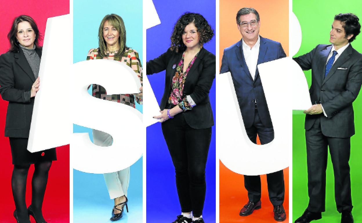 Los cinco candidatos al Congreso por Asturias.