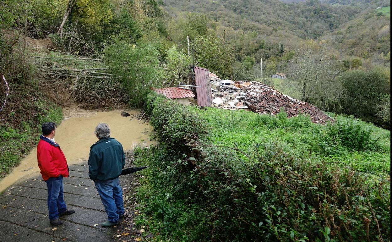 La vivienda arrasada por el desprendimiento.