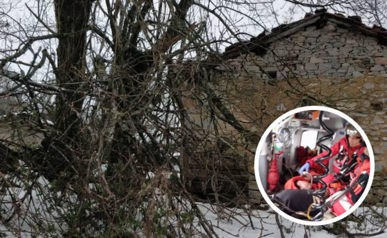Rescatan a un anciano con hipotermia en una cabaña de Proaza