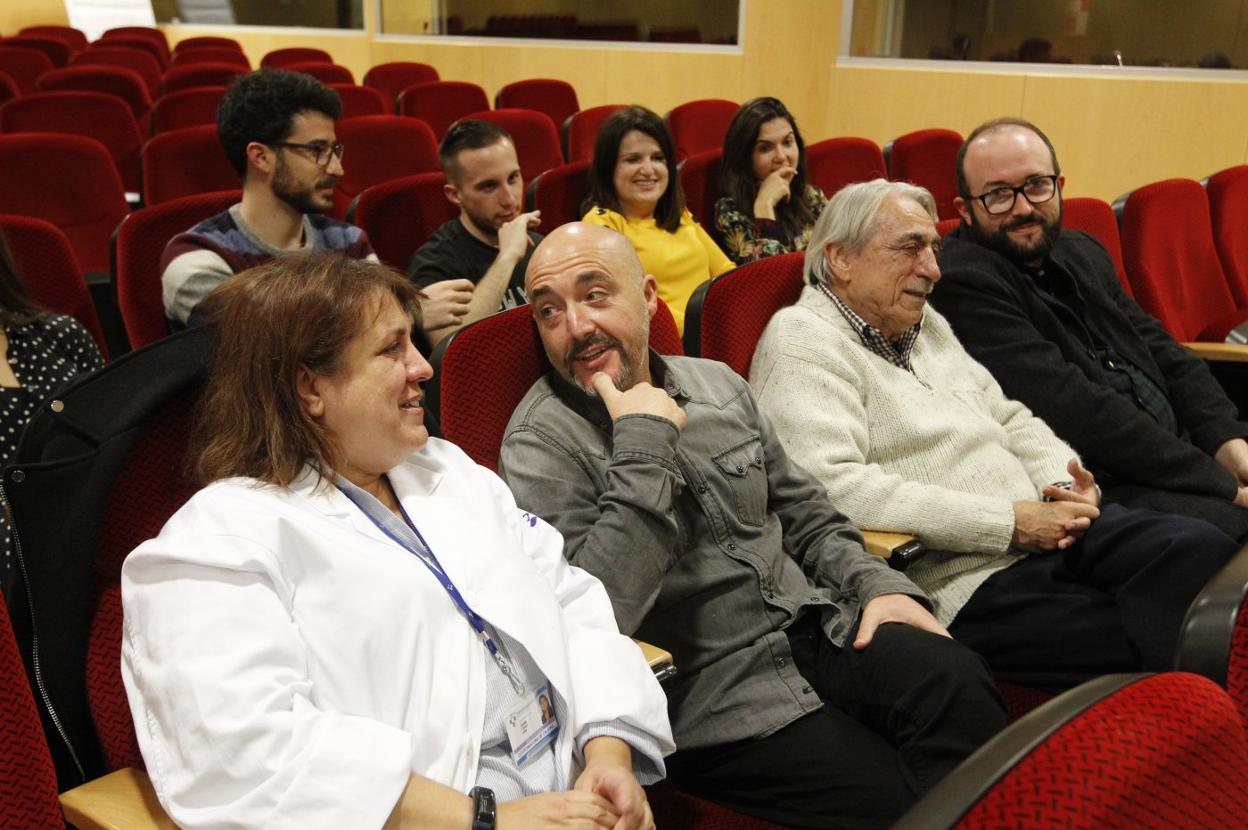 Amalia Franco, Maxi Rodríguez, Javier Maqua y Alejandro Díaz Castaño, en el pase. 