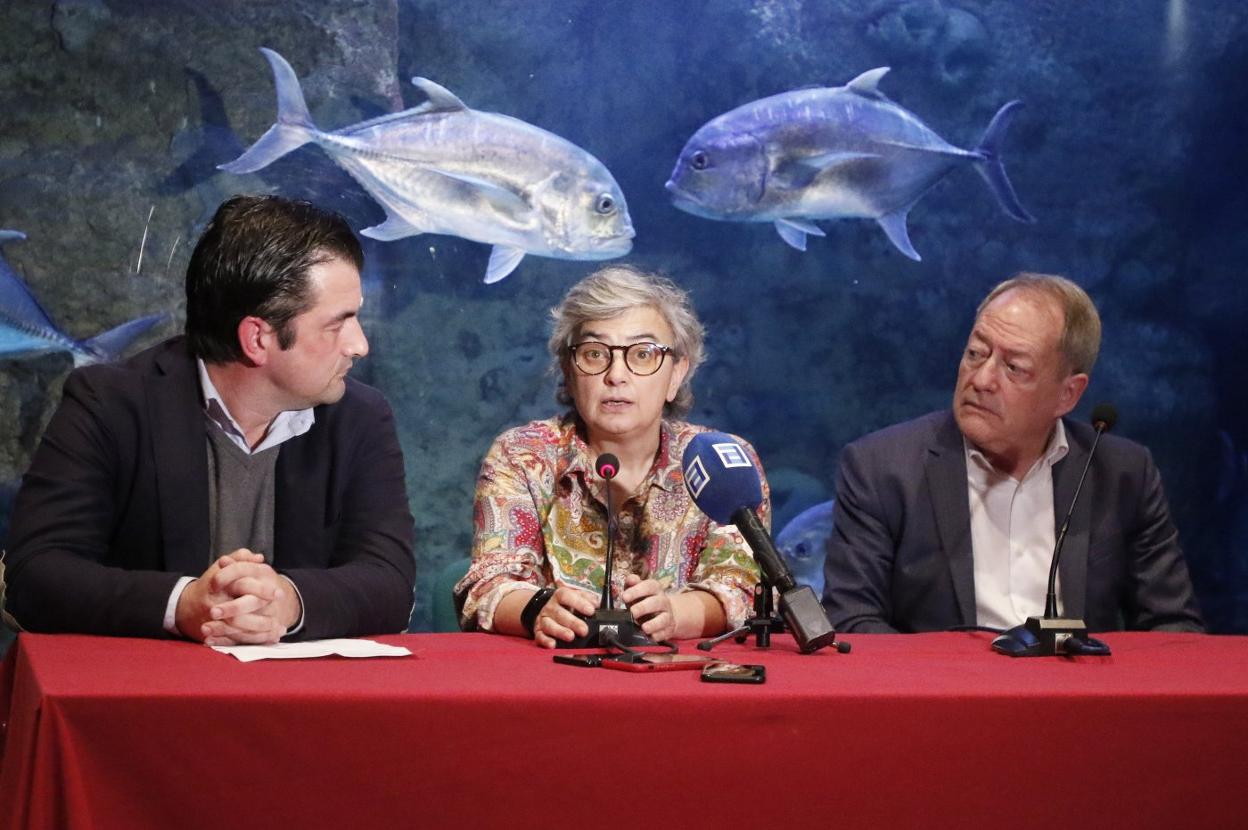 Alejandro Beneit, Ana González y Aurelio Martín, en la rueda de prensa ofrecida ayer en el Acuario. 