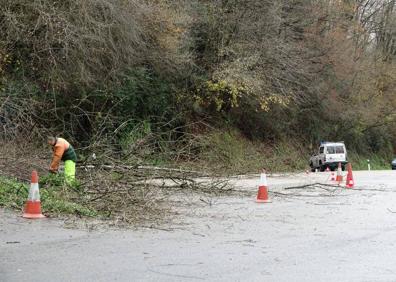 Imagen secundaria 1 - Tres vecinos regulan una hora el tráfico en la N-634 para evitar un accidente tras un argayu