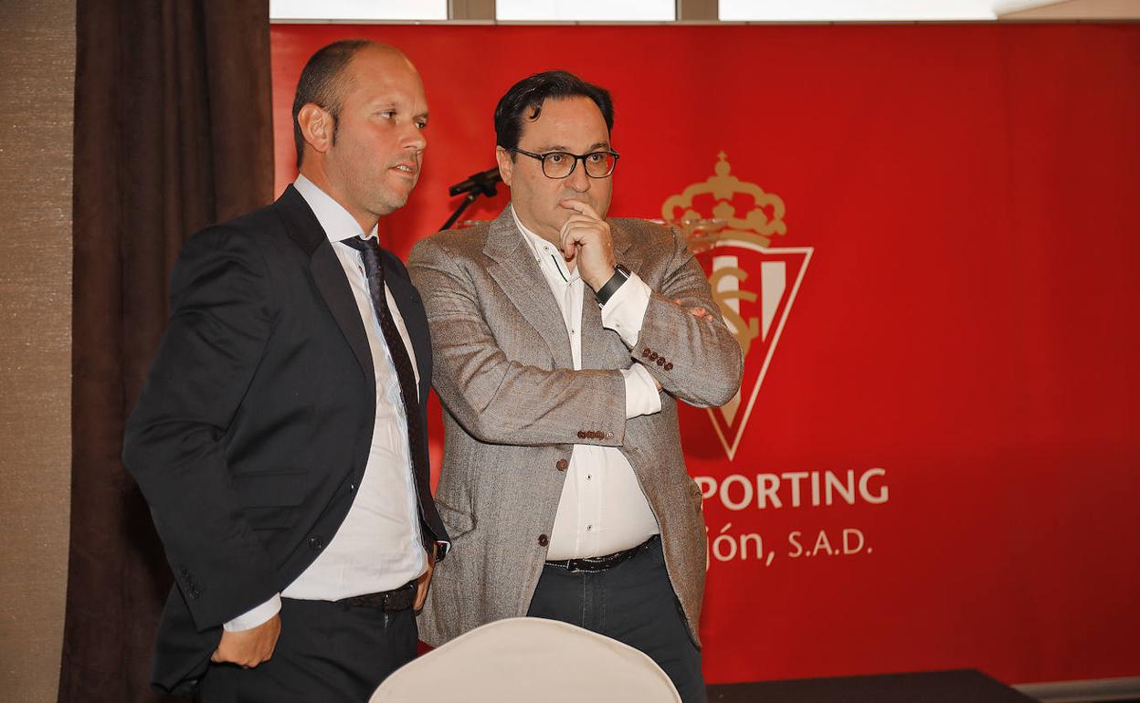 José Alberto y Javier Fernández, en la comida de Navidad celebrada por el Sporting. 