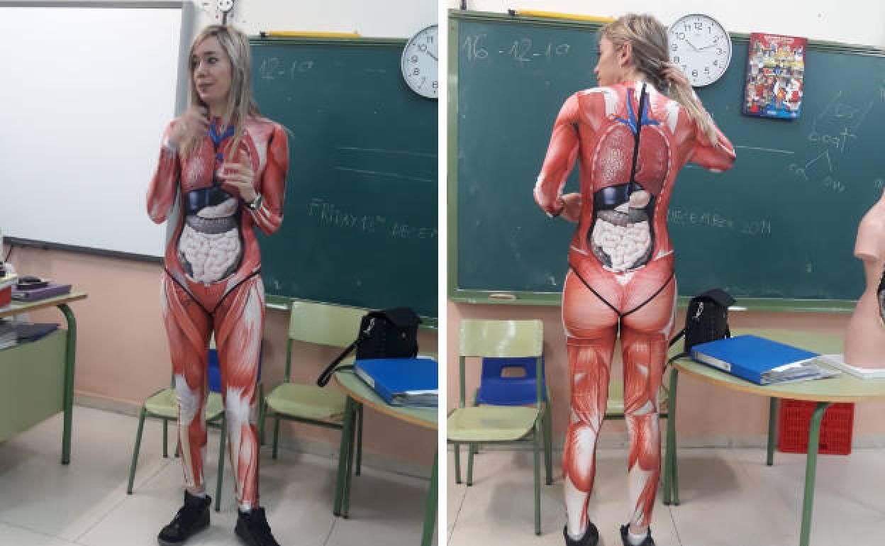 Una profesora 'se deja la piel' para mostrar a sus alumnos cómo es el cuerpo humano