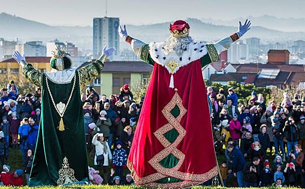 Los Reyes Magos, Melchor, Gaspar y Baltasar, en el cerro de Santa Catalina el pasado año.