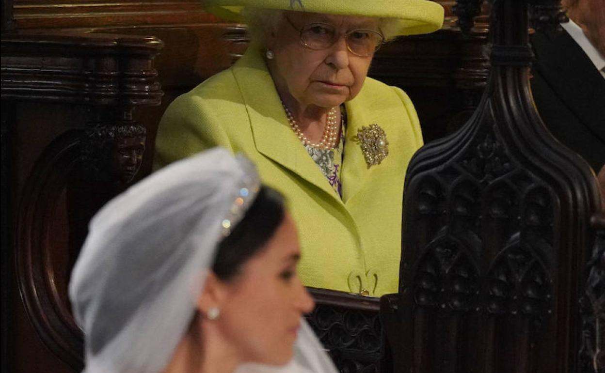 Isabel II, en la boda de Meghan Markle y el príncipe Enrique. 