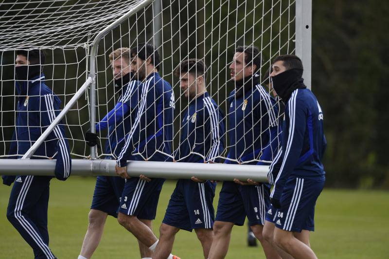 Los azules se han entrenado a las órdenes de Javi Rozada para preparar el próximo encuentro frente al Almería. 