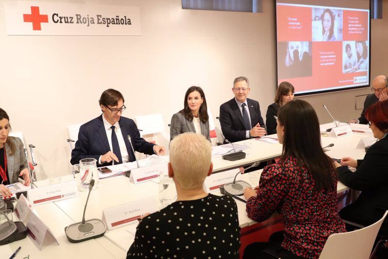 Cruz Roja Española ha organizado una jornada sobre violencia machista, en la que la reina Letizia ha podido conocer el trabajo que se realiza en la 'Casa Malva' de Gijón. 