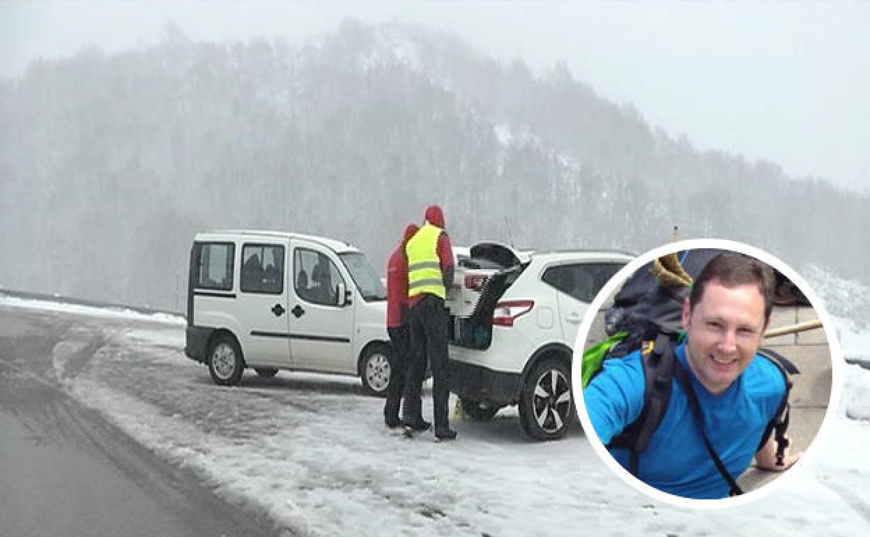 Zona donde se produjo el mortal atropello, en el recuadro inferior, el fallecido