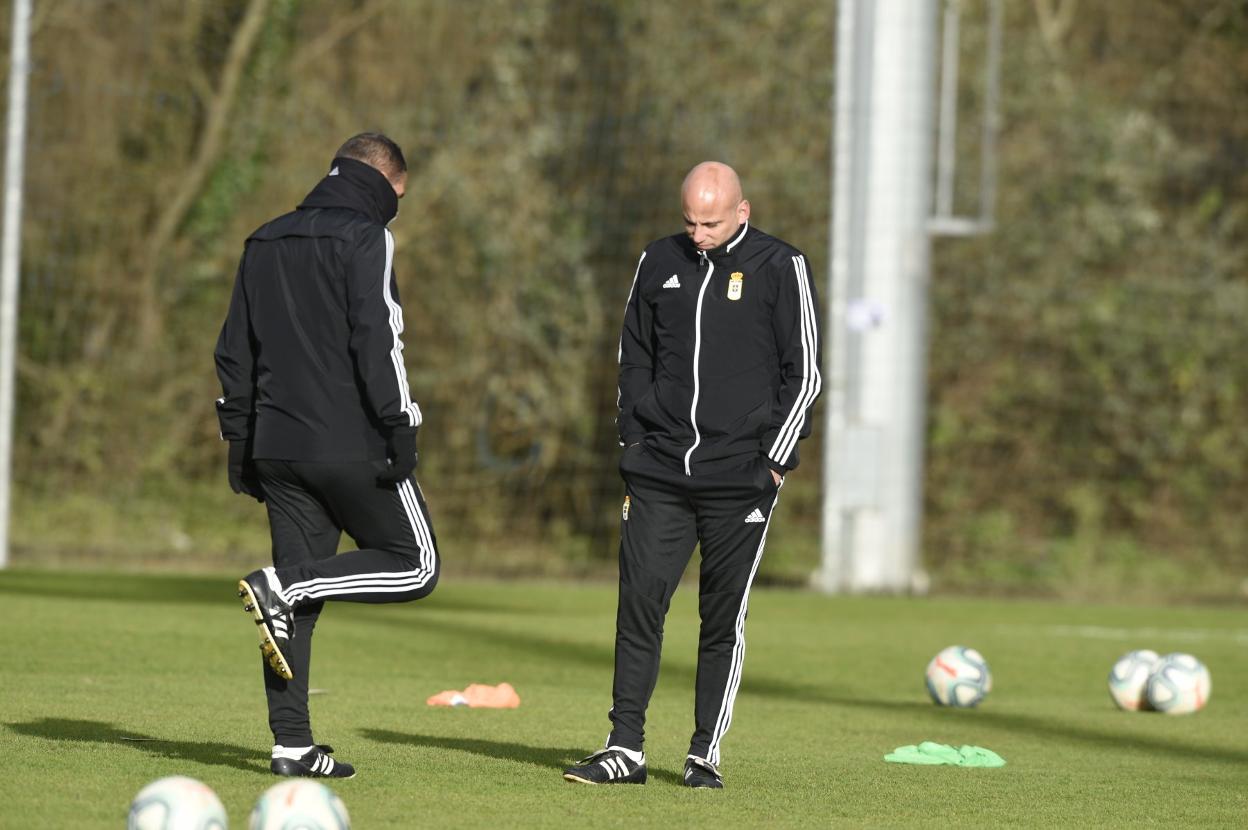 Javi Rozada, en el último entrenamiento celebrado en El Requexón. 