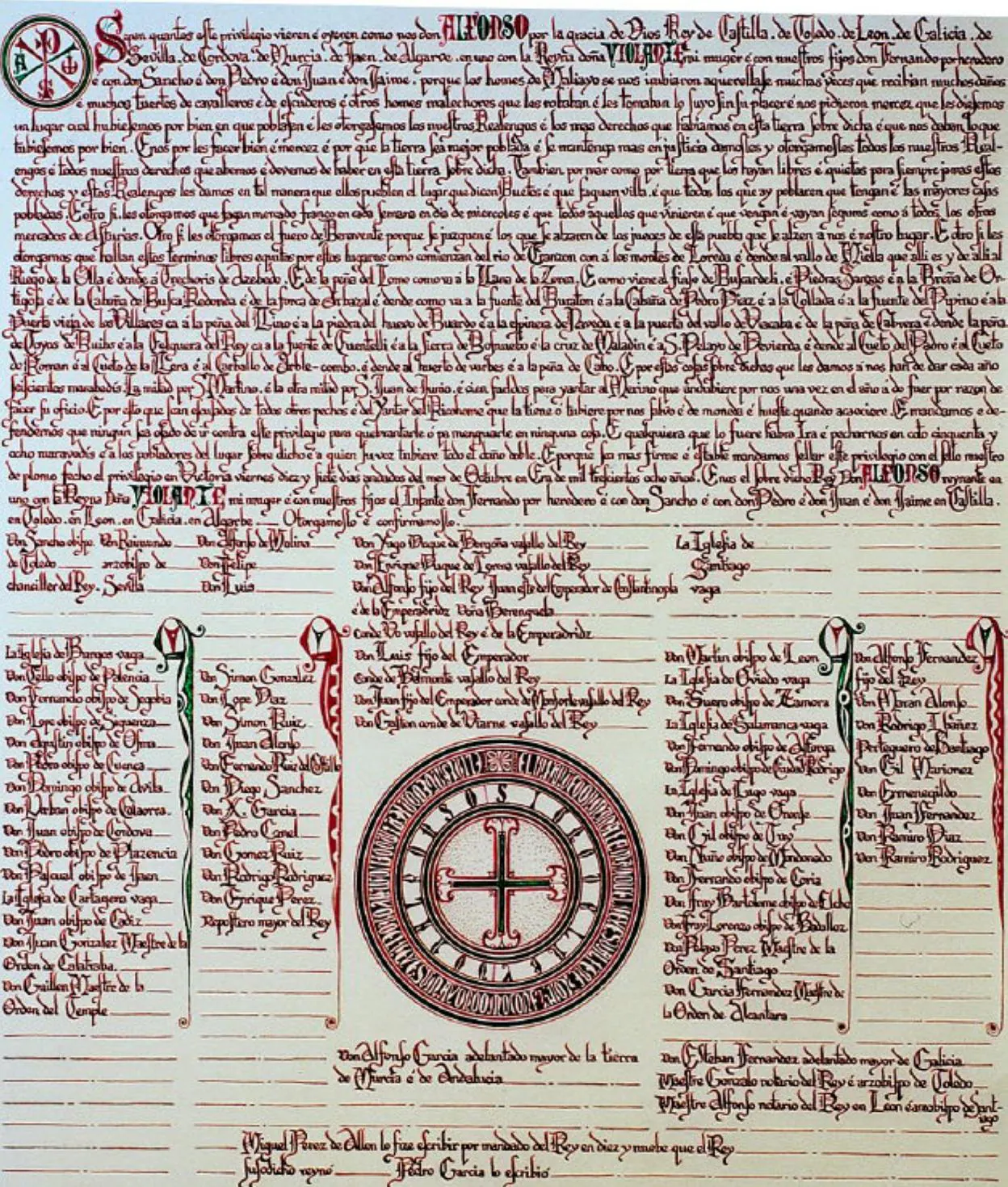 Reprodución de la carta puebla de Villaviciosa. 
