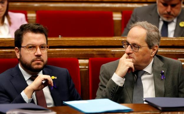 Pere Aragonés (ERC) y Quim Torra (JxCat). 