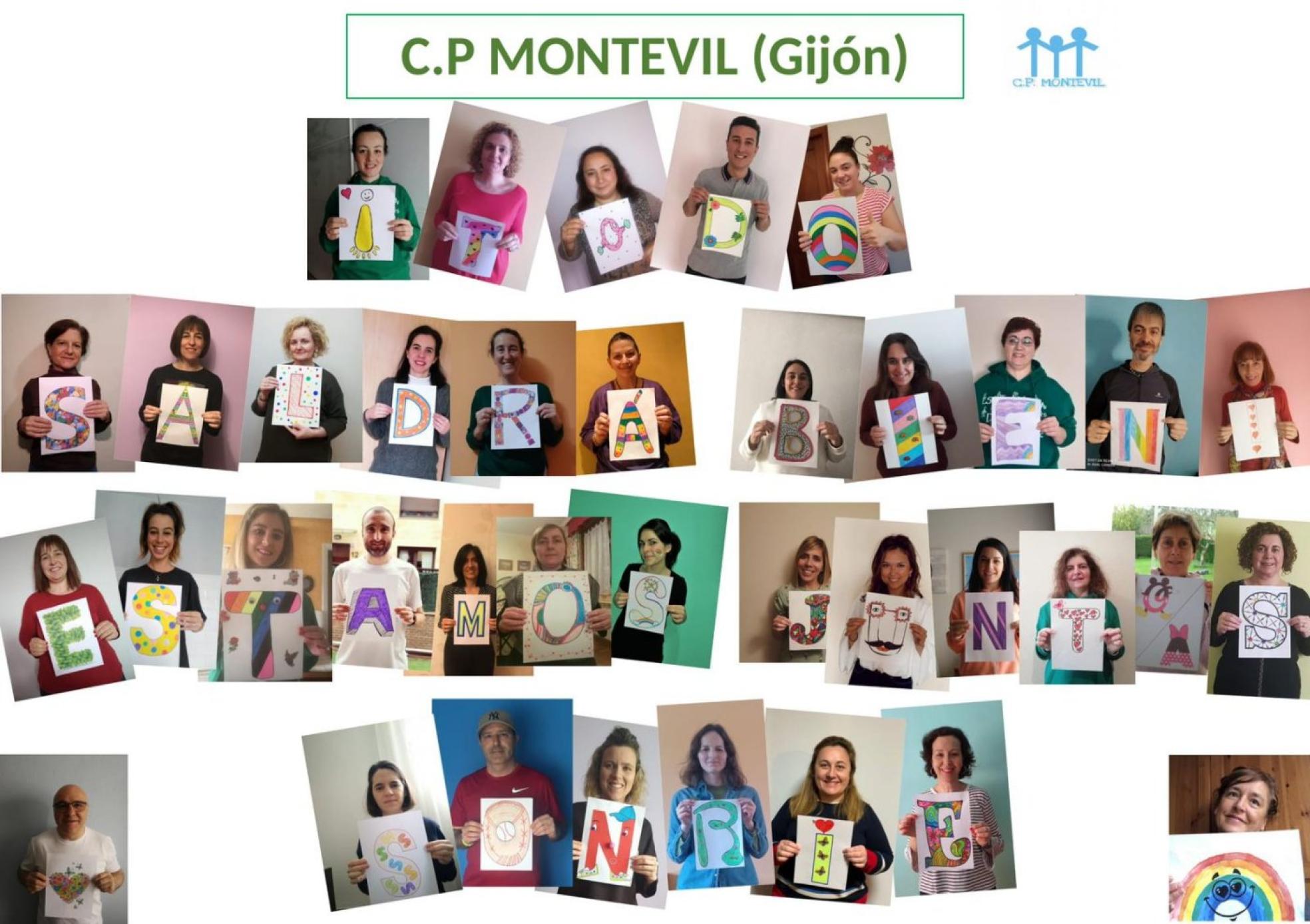 tColegio Montevil. Montaje de los profesores para dar ánimos a los alumnos.