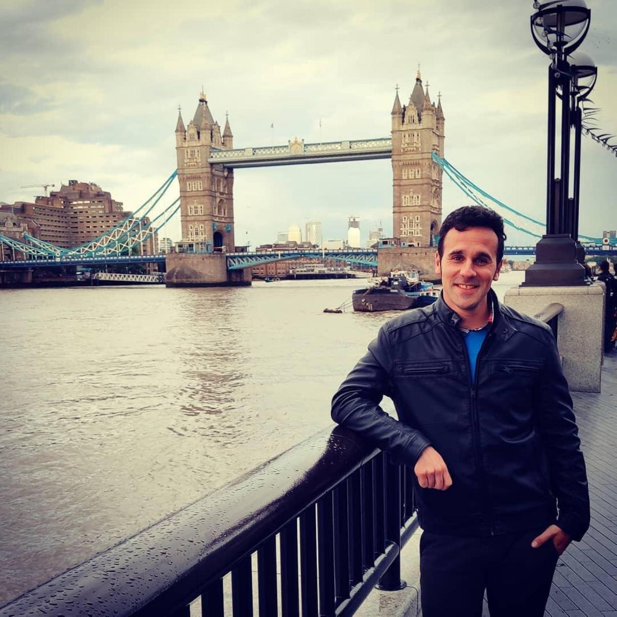 David Carragal durante su estancia en Londres como profesor. 